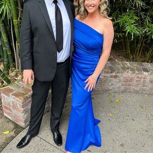 Eliza J One Shoulder Blue Dress